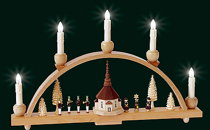 Glaesser Schwibbogen Church of Seiffen, Electrically illuminated