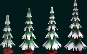 4 - tier Snow Coated Tree - 16 cm/6.3 inches, With trunk