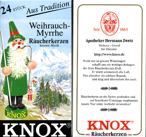 KNOX Incense Cones,  Incense Myrrh (Large)