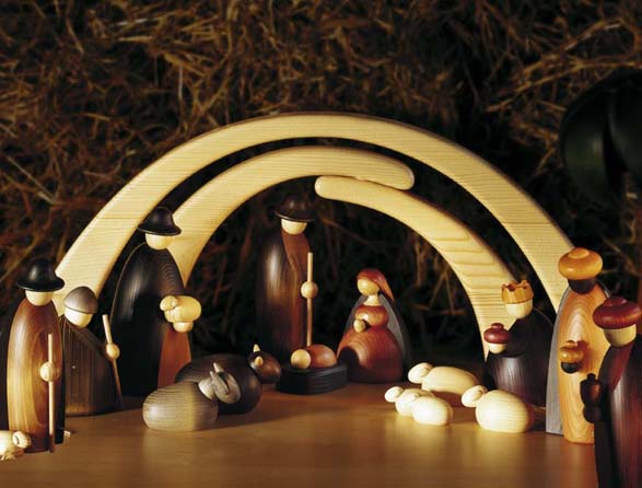 Bjoern Koehler Nativity Scenes Small, 12cm, linden wood, colored, glazed